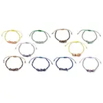 2Pcs Natural Mixed Gemstone & Glass Seed Beads Braided Bead Bracelets for Women