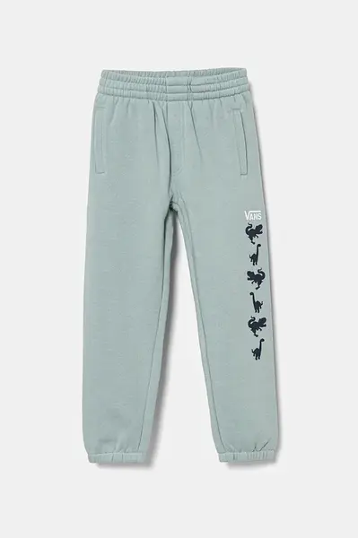 Dětské tepláky Vans KD Dino Pant tyrkysová barva, s potiskem, VN000JS2M8I1