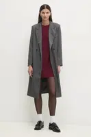 Kabát Answear.LAB dámský, šedá barva, přechodný, dvouřadový