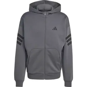 adidas FI 3 STRIPES FULL ZIP HOODED M Pánská mikina, tmavě šedá, velikost XXL