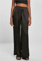 Women's satin wide trousers black