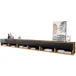 P & B NÍZKÁ KOMODA, dub wotan, vysoce lesklá černá, 300/30/31 cm