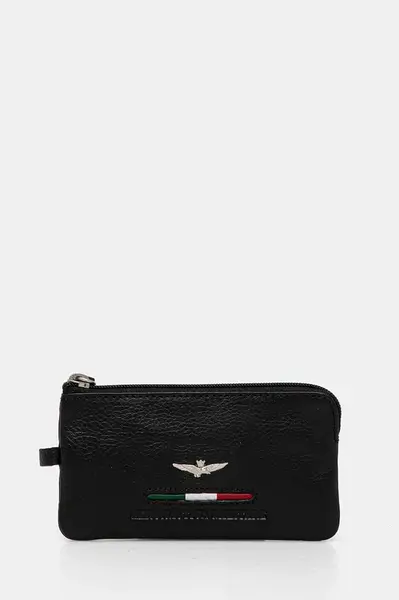 Kožený obal na klíče Aeronautica Militare černá barva, AM155