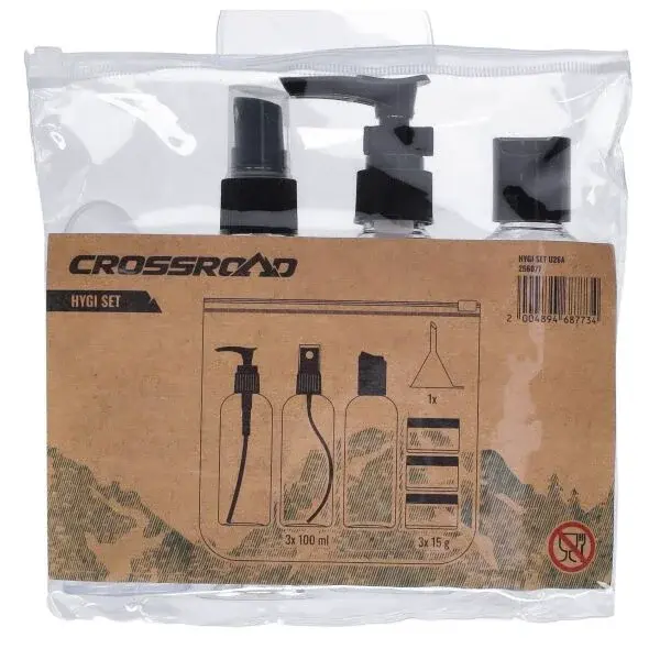Crossroad HYGI SET Cestovní sada lahviček na kosmetiku, transparentní, velikost
