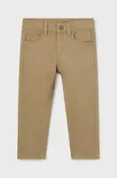 Dětské bavlněné kalhoty Mayoral slim fit basic béžová barva, hladké, 563