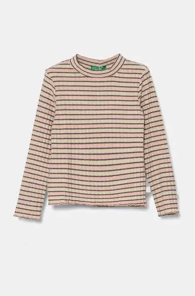 Dětské tričko s dlouhým rukávem United Colors of Benetton béžová barva, 3GDAG200X