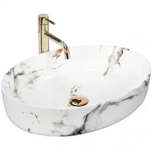 Umyvadlo na desku Queen Carrara Shiny 07RU+REA-U1232