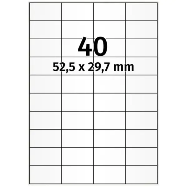 Samolepicí PE etikety 52,5 x 29,7 mm, 4000 ks