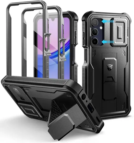 Dexnor 360 Kickstand Camprotector obal Samsung Galaxy A15, černý