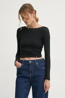 Bavlněné tričko s dlouhým rukávem Pepe Jeans LULLY černá barva, odkrytá záda, PL505987