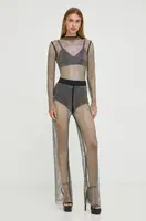 Kalhoty Patrizia Pepe dámské, černá barva, široké, high waist