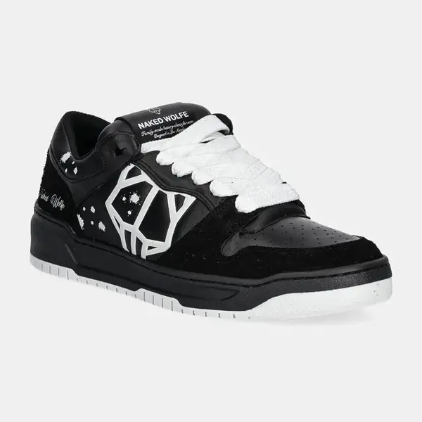 Kožené tenisky Naked Wolfe CM-00 černá barva, CM-00 Black Lth Hairy Black Suede