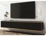 Závěsná TV skříňka Orfeo, 175 cm, černá/zlatá