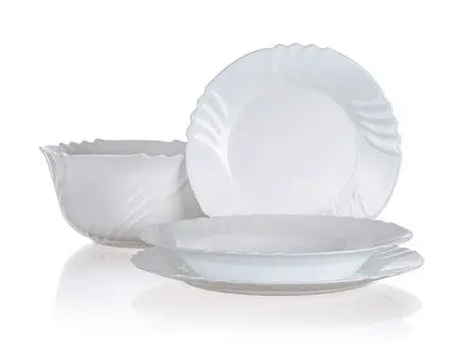 Sada jídelní BORMIOLI Ebro 19ks - rozbaleno - JEN 1xmísa, 4x hluboký talíř a 6x dezertních talířků