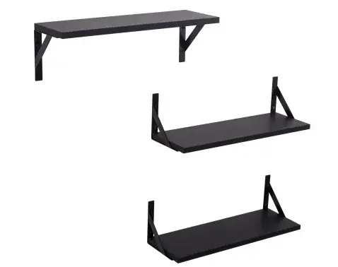 Sada 3 kusů polic Lamezia, černá