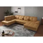 Sit & More SEDACÍ SOUPRAVA, textil, kůže, curry žlutá