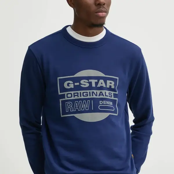Mikina G-Star pánská, tmavomodrá barva, s potiskem, D25441-D797