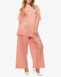Resti Orange women's pleated patterned set - Clothing