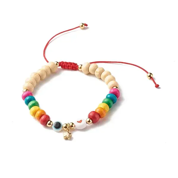 Evil Eye Star Heart Braided Bead Bracelet for Kid