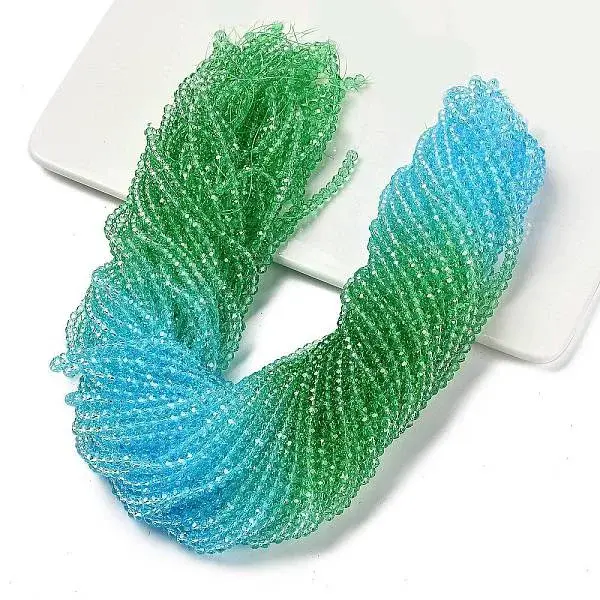 Transparent Painted Glass Beads Strands