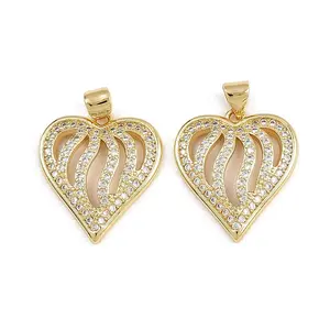 Brass Micro Pave Cubic Zirconia Pendants