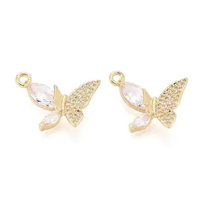 Brass Micro Pave Clear Cubic Zirconia Pendants