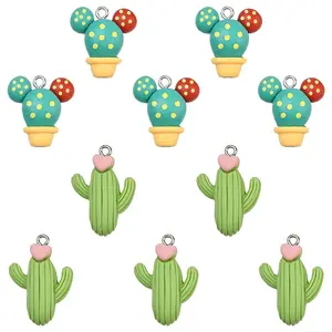 10Pcs 2 Styles Opaque Resin Plant Pendants