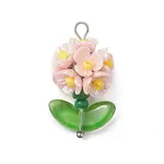 Glass Seed Beaded Flower Pendants