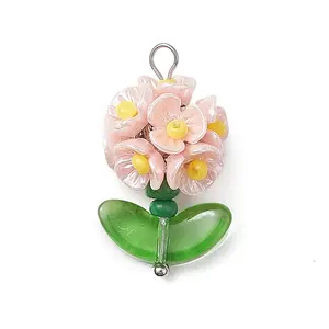 Glass Seed Beaded Flower Pendants