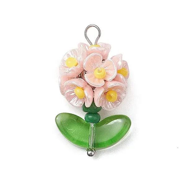 Glass Seed Beaded Flower Pendants