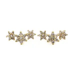 Brass Micro Pave Cubic Zirconia Stud Earrings