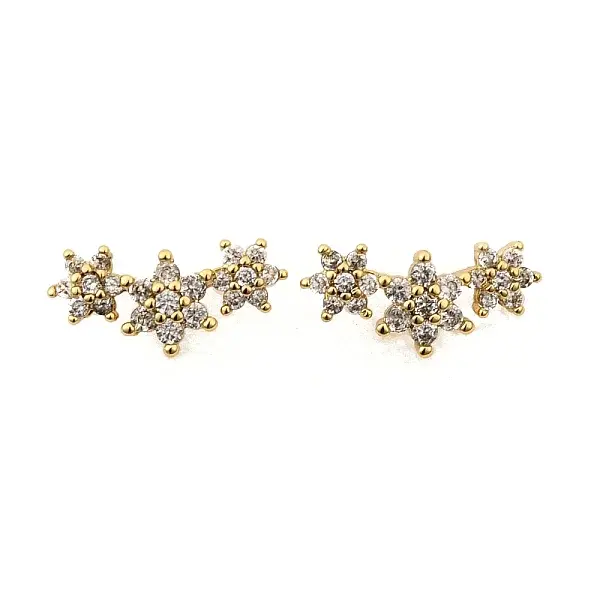 Brass Micro Pave Cubic Zirconia Stud Earrings
