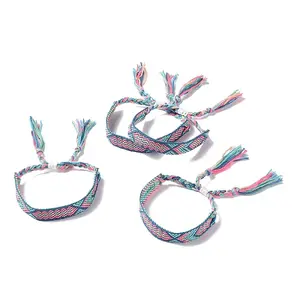 Polyester-cotton Braided Rhombus Pattern Cord Bracelet