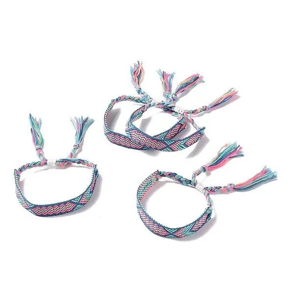 Polyester-cotton Braided Rhombus Pattern Cord Bracelet