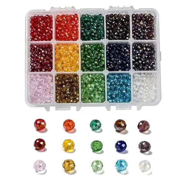 15 Colors Electroplate Glass Beads
