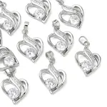 Valentine's Day Brass Clear Cubic Zirconia Pendants