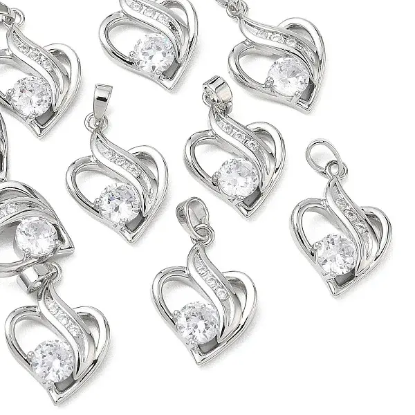 Valentine's Day Brass Clear Cubic Zirconia Pendants