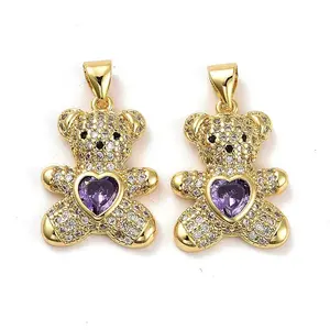 Brass Micro Pave Cubic Zirconia Pendants