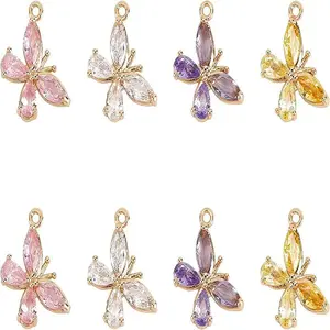 12Pcs 6 Colors Glass Pendants