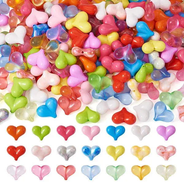 185Pcs 21 Colors Opaque & Transparent & UV Plating Acrylic Beads