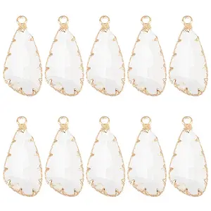 10Pcs Teardrop Glass Pendants
