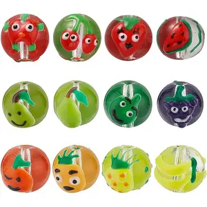 12Pcs 12 Colors Transparent Glass Beads