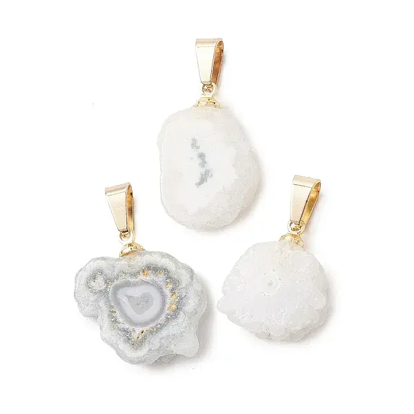 Natural Sunflower Druzy Agate Slice Pendants