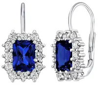 Silvego Stříbrné náušnice s tmavě modrým syntetickým safírem SILVEGOB31757DB