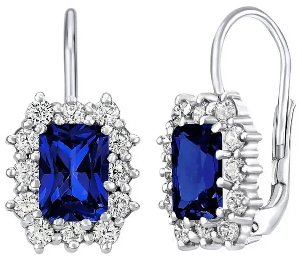 Silvego Stříbrné náušnice s tmavě modrým syntetickým safírem SILVEGOB31757DB