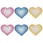 6Pcs 3 Colors Heart Hotfix Rhinestone