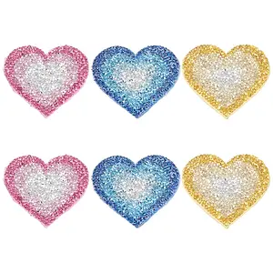 6Pcs 3 Colors Heart Hotfix Rhinestone