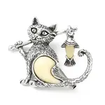Cat & Fish Plastic Alloy Brooch