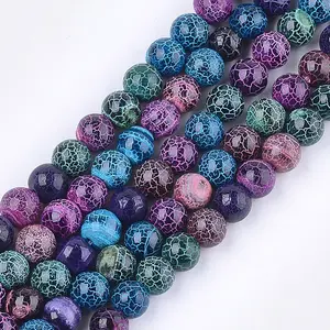 Natural Fire Crackle Agate Beads Strands