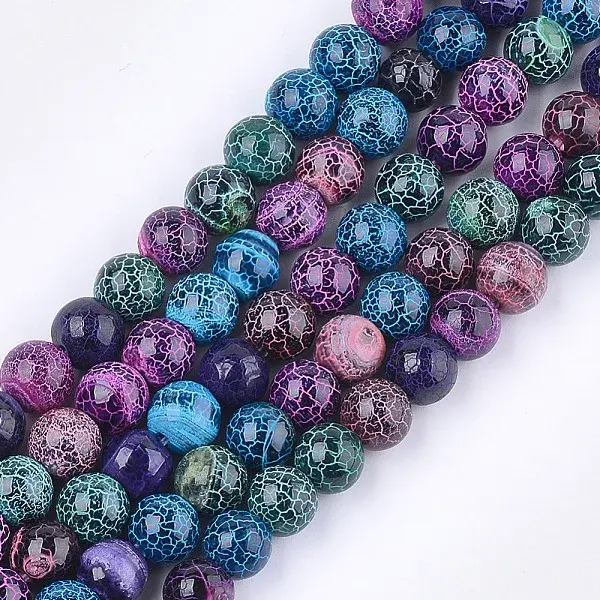 Natural Fire Crackle Agate Beads Strands